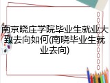 南京晓庄学院毕业生就业大致去向如何(南晓毕业生就业去向)