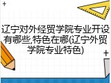 辽宁对外经贸学院专业开设有哪些,特色在哪(辽宁外贸学院专业特色)
