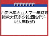 西安汽车职业大学一年财政拨款大概多少钱(西安汽车职大年拨款)