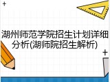 湖州师范学院招生计划详细分析(湖师院招生解析)