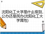 沈阳化工大学是什么级别，公办还是民办(沈阳化工大学属性)