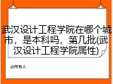 武汉设计工程学院在哪个城市，是本科吗，第几批(武汉设计工程学院属性)