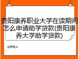 贵阳康养职业大学在读期间怎么申请助学贷款(贵阳康养大学助学贷款)