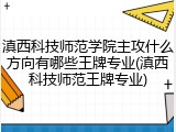 滇西科技师范学院主攻什么方向有哪些王牌专业(滇西科技师范王牌专业)