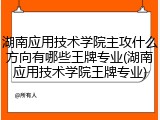 湖南应用技术学院主攻什么方向有哪些王牌专业(湖南应用技术学院王牌专业)