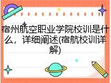 宿州航空职业学院校训是什么，详细阐述(宿航校训详解)