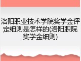 洛阳职业技术学院奖学金评定细则是怎样的(洛阳职院奖学金细则)