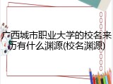 广西城市职业大学的校名来历有什么渊源(校名渊源)