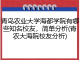 青岛农业大学海都学院有哪些知名校友，简单分析(青农大海院校友分析)