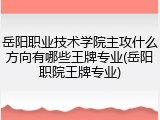 岳阳职业技术学院主攻什么方向有哪些王牌专业(岳阳职院王牌专业)