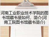 河南工业职业技术学院的图书馆藏书量如何,简介(河南工院图书馆藏书简介)