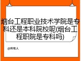 烟台工程职业技术学院是专科还是本科院校呢(烟台工程职院是专科吗)
