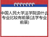 中国人民大学法学院读什么专业比较有前景(法学专业前景)
