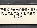 西北政法大学的普通专业和特色专业详解(西北政法专业解析)