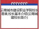 云南城市建设职业学院校长是谁,校长基本介绍(云南城建校长简介)