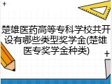 楚雄医药高等专科学校共开设有哪些类型奖学金(楚雄医专奖学金种类)