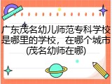广东茂名幼儿师范专科学校是哪里的学校,在哪个城市(茂名幼师在哪)
