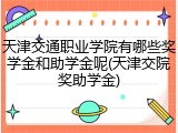 天津交通职业学院有哪些奖学金和助学金呢(天津交院奖助学金)
