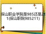 保山职业学院是985还是211(保山职院985211)