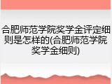 合肥师范学院奖学金评定细则是怎样的(合肥师范学院奖学金细则)