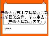 赤峰职业技术学院毕业后就业前景怎么样，毕业生去向(赤峰职院就业去向)