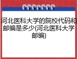 河北医科大学的院校代码和邮编是多少(河北医科大学邮编)