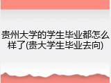 贵州大学的学生毕业都怎么样了(贵大学生毕业去向)