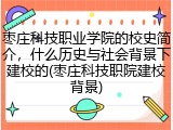 枣庄科技职业学院的校史简介，什么历史与社会背景下建校的(枣庄科技职院建校背景)