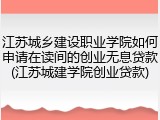 江苏城乡建设职业学院如何申请在读间的创业无息贷款(江苏城建学院创业贷款)