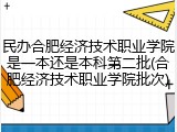 民办合肥经济技术职业学院是一本还是本科第二批(合肥经济技术职业学院批次)