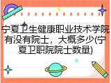 宁夏卫生健康职业技术学院有没有院士，大概多少(宁夏卫职院院士数量)