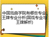 中国戏曲学院有哪些专业，王牌专业分析(国戏专业与王牌解析)