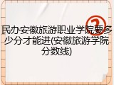 民办安徽旅游职业学院要多少分才能进(安徽旅游学院分数线)