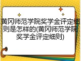 黄冈师范学院奖学金评定细则是怎样的(黄冈师范学院奖学金评定细则)