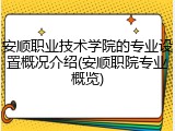 安顺职业技术学院的专业设置概况介绍(安顺职院专业概览)