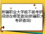 新疆职业大学能不能考研，成绩在哪里查询(新疆职大考研查询)