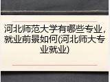 河北师范大学有哪些专业，就业前景如何(河北师大专业就业)