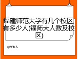 福建师范大学有几个校区,有多少人(福师大人数及校区)