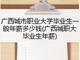 广西城市职业大学毕业生一般年薪多少钱(广西城职大毕业生年薪)