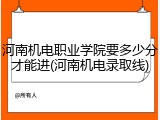 河南机电职业学院要多少分才能进(河南机电录取线)