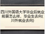 四川外国语大学毕业后就业前景怎么样，毕业生去向(川外就业去向)