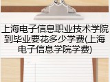 上海电子信息职业技术学院到毕业要花多少学费(上海电子信息学院学费)