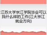 江苏大学京江学院毕业可以找什么样的工作(江大京江就业方向)