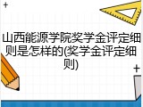 山西能源学院奖学金评定细则是怎样的(奖学金评定细则)