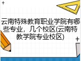 云南特殊教育职业学院有哪些专业，几个校区(云南特教学院专业校区)