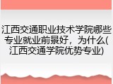 江西交通职业技术学院哪些专业就业前景好，为什么(江西交通学院优势专业)