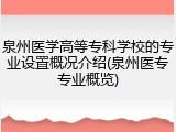 泉州医学高等专科学校的专业设置概况介绍(泉州医专专业概览)