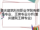 重庆建筑科技职业学院有哪些专业，王牌专业分析(重庆建院王牌专业)