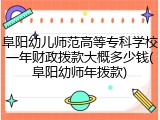 阜阳幼儿师范高等专科学校一年财政拨款大概多少钱(阜阳幼师年拨款)