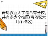 青岛农业大学是否有分校，共有多少个校区(青岛农大几个校区)
